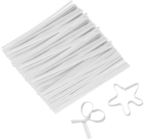 sourcing map Lot de 1000 attaches torsadées métalliques réutilisables pour boulangerie, sacs de bonbons, sacs de café, sacs à friandises, 7,6 cm, blanc