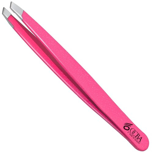 OCBA 4 Pcs Tweezers for Facial Hair Women & Men for Precise Grooming of Eyebrows - Professional Stainless Steel Eyebrow Tweezers for Ingrown Hair on Nose Ear (Glittery Pink)