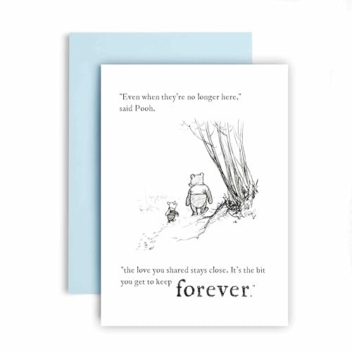 Huxters Sympathy Card – Pooh and Piglet Loss and Remembrance – Love You Keep Forever – Sorry for Your Loss, Thinking of You, Condolences (Keep Forever)