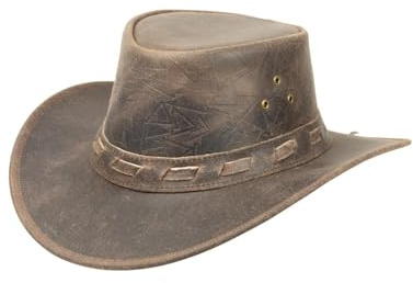 Svart Jungle Altus läderhatt, västernhatt, austernhatt, cowboyhatt, BRUN, XL