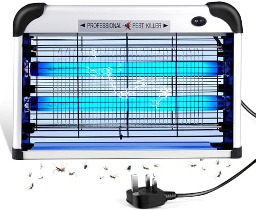 Hefite Fly Zapper Electric Indoor, 3500V Plug-in Bug Zapper with 20W UV Light, 1.8m Long Cable Mosquito Killer for Home, Kitchen, Bedroom (UK Plug)