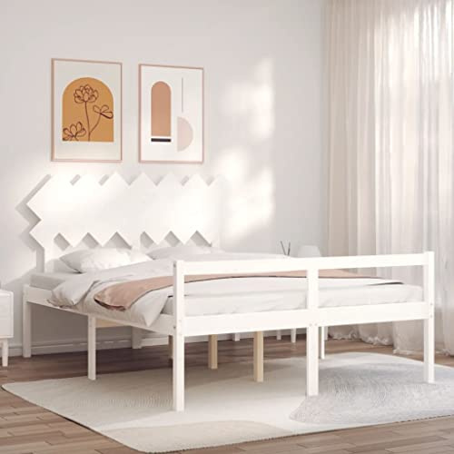 Genérico Cama para Personas Mayores con cabecero Madera Maciza 140x190cm,Mobiliario,Camas y Accesorios,Camas y somieres,3195527