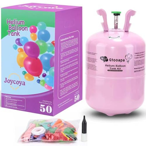 FOFSKZXL Helium Tank for Balloons at Home 13.4L Tank Up to 50 Latex Balloons and Ribbons Included 1-Count