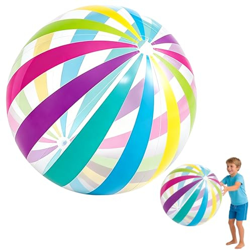 POPOYU 20.1/27.9 Inch Inflatable Beach Ball,Giant Inflatable Balls,Swimming Pool Balls,Transparent BeachBalls Large for Swimming Pool Party