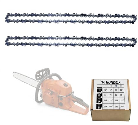 HONISOX Cadena Motosierra 20 Pulgadas 2 piezas Cadena Sierra Accesorio para Motosierra Gasolina y Eléctrica, Paso 0.325 Calibre 1,3 mm (0.05) 76 Eslabones, Repuesto Compatible con Stih Husqvar Maki