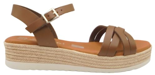Oh! My Sandals - 6010 Zara Sandalias de Mujer cómodas con Plataforma Ligera y Plantilla Gel, Fabricadas en españa Mujer Color: Roble Talla: 39