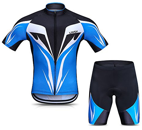 Lixada hombres MTB ciclismo ropa set traje transpirable secado rápido manga corta camisa de montar con gel engrosamiento pantalones cortos MTB ropa conjunto, XL., XL