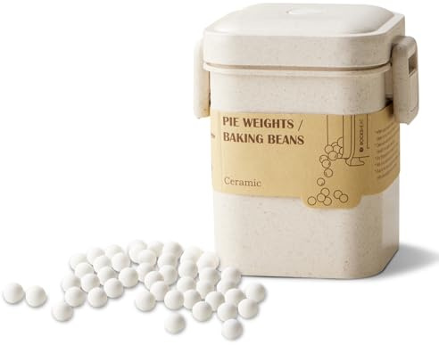 ROCKSHEAT Ceramic Baking Beans, Reusable Baking Beans for Blind Baking Pastry, Pie Weights Baking Beads with Storage, Baking Accessories (2.2lb/1000g)