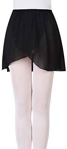 Bezioner Ballettrock Wickelrock Tanz Rock aus Chiffon zum Reinschlüpfen für Mädchen und Damen Schwarz M