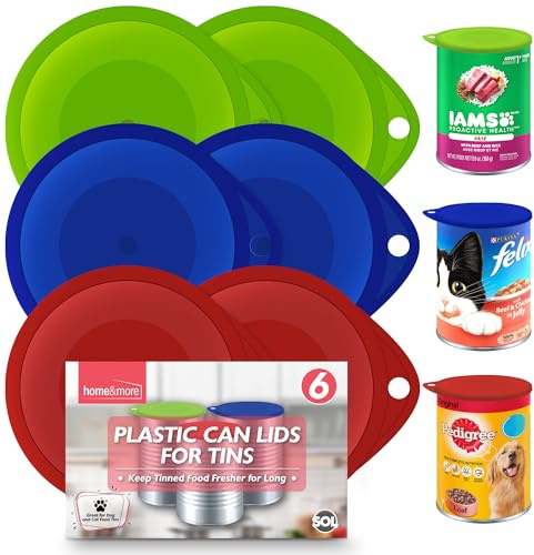 SOL 6pk Plastic Can Lids for Tins – Silicone Tin Covers for Food Storage – Durable & Reusable Can Tops – Universal Fit for Pet Food, Beans, Soups, and Canned Goods – Airtight & Leakproof Seal