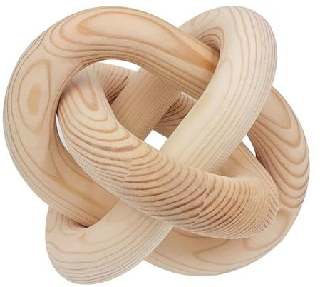 HAN-LBG Decoro con Nodo in Legno a 3 Maglie, Oggetto Decorativo a Maglie a Catena da Oggetto Moderno in Legno Intagliato a Mano Artigianato d'Arte per Tavolino da caffè d'ingresso Vassoio Rustico