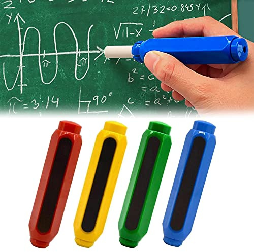 TUKNN Support de Craie Magnétique, Supports de Craie en Plastique, Porte Craies Ajustables, pour École,Enfants, Enseignant, 4 Pièces