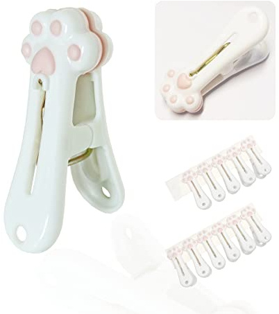 Plastic Clothespins Laundry Clothes Pins-12 Pack, Traceless Clothes Pegs, Bag Clips, Food Package Clip, with Cute Cat Claw Pattern