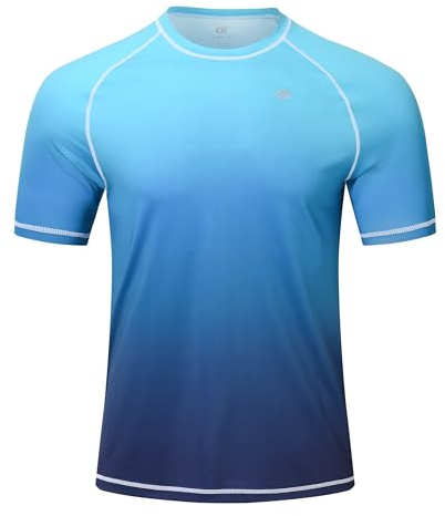 YuKaiChen Rashguard Camiseta de natación para hombre, de secado rápido, transpirable, de manga corta, para deportes acuáticos, Color azul., 6X-Large
