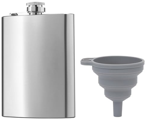 Edelstahl Flachmann Set, 230 ml Mini, Geeignet für Whiskey, Rum, Wodka, Zum Wandern und für Partys, Trinken Jederzeit und Überall, Mit Trichter