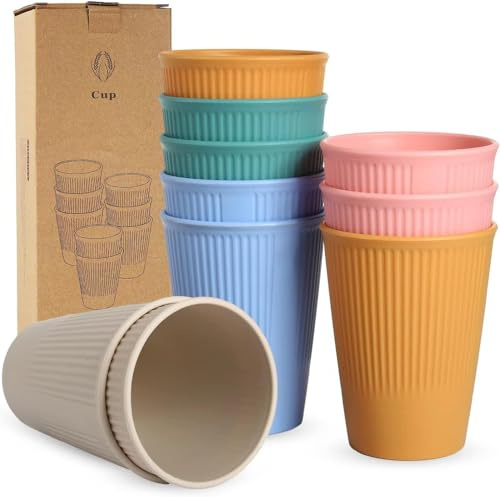oevcclei 10 kaffekoppar, muggar för barn och vuxna, koppar utan melamin, okrossbara återanvändbara drickkoppar av hälsosam PP, mikrovågsugns- och diskmaskinssäker (5 färger)