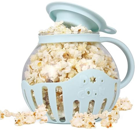 thirei Microwave Popcorn Maker, 2.13L Popcorn Jug Microwave, Dishwasher Safe, for Gatherings, Parties, Picnics, Blue, Pot Microwave Air Popcorn Snack