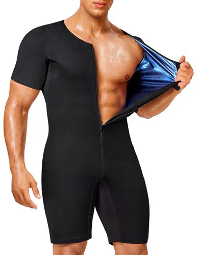 Junlan Tuta da sauna da uomo per allenamento completo in vita, Blu, XXX-Large