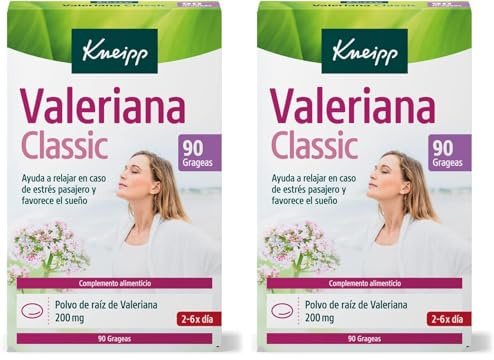 Kneipp, Valeriana Classic, Tranquilizante Natural para Dormir, Pastillas de Valeriana Relajantes, Alivian el Estrés y Favorecen el Sueño, 90 Grageas (200 mg) (Paquete de 2)