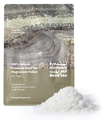 Numeira Morte Sel de magnésium pour bain et trempage, relaxant, en flocons de chlorure de magnésium pur de Jordanie, pour le bain, sans parfum, 250 g