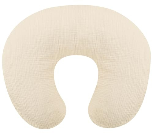Muslin amningskudde, bomull amningskudde skydd för baby flickor pojkar, mjukt andningsbart amningskudde för spädbarn nyfödda, avtagbart överdrag för amningskudde, havregryn (endast överdrag)