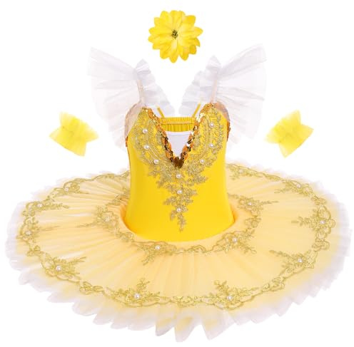 Ropa de ballet para niñas de 3 a 16 años para baile: 3 piezas de vestido de ballet con tirantes ajustables de lentejuelas - Vestido de baile para niñas para ballet, patinaje artístico, patinaje sobre