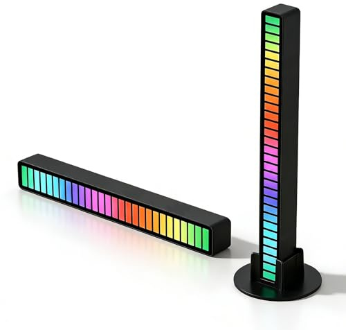Rudfovn 2 Pack Sound Reactive Light Bar, Rechargeable Wireless RGB Rhythm Light Bar for Music Gaming Disco Party