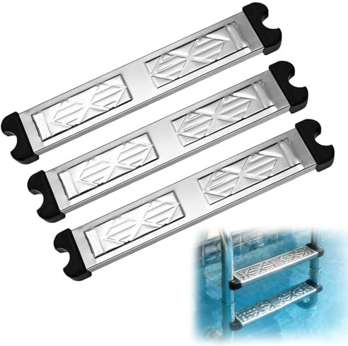 Remplacement des Marches D'échelle de Piscine, Lot de 3 Échelle de Piscine avec 6 vis pour la Plupart des échelles au Sol et Hors Sol, Marches en Acier Inoxydable 304