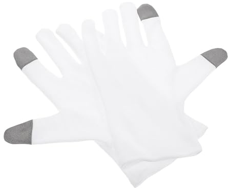 PENIKOKO Guantes Hidratantes de Algodón Blanco para Manos Secas, Guantes de Noche sin Dedos con Función Pantalla Táctil, Unisex para Cuidado y Reparación Nocturna