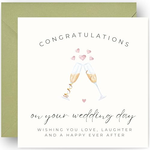 Wedding Card - Wedding Cards for Bride and Groom - Just Married - Wedding Day Cards - Congratulations son and daughter in law Mr Mrs Happy Couple -14cm