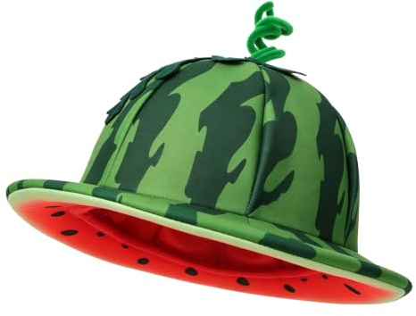 OhMill Funny Fruit Hat for Women Men Watermelon Costume Hat Role Play Headwear Fancy Dress for Halloween Party