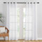 PONY DANCE Linen Look Voile Curtains - White Net Curtains for Windows 52 x 84 Inches for Living Room/Bedroom/French Door, Woven Eyelet Voile Sheer Panels Semi Transparent Window Treatment, Set of 2