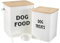 Pethiy Hundefutter und Hundeleckerlis Behälter,Futtertonne mit Schaufel,Eng anliegende Holzdeckel,beschichteter Kohlenstoffstahl,Aufbewahrungsbehälter Dosen,vorratsbehälter für hundefutter -Weiß