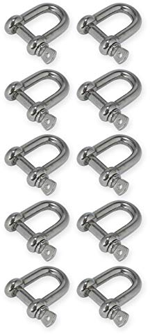 10 x Edelstahl Schäkel 5mm, gerade, rostfrei, poliert, V4A AISI 316, Schraubbolzen, Drahtseilverbinder, Ketten & Seile, Outdoor - Tecklenborg Kegel GmbH