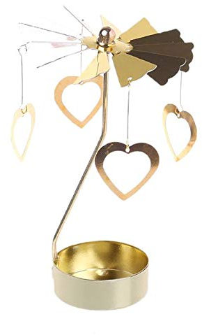 JK Home Bougeoir Rotatif Chandelier en Métal Bougeoirs Détenteurs Porte-Bougie Decoration pour Maison Mariage Cœur Doré