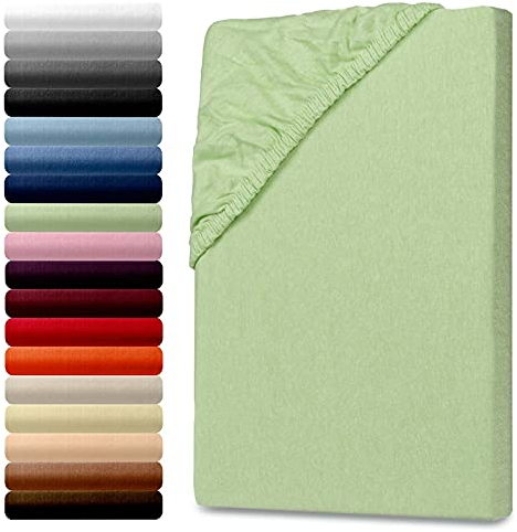 Julido Spannbettlaken 180x200 cm Jersey, Grün, Betttuch mit Gummizug, 100% Baumwolle, Oeko-Tex Standard 100, in vielen Farben erhältlich