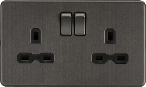 Knightsbridge Screwless 13A 2G DP switched socket,Smoked Bronze