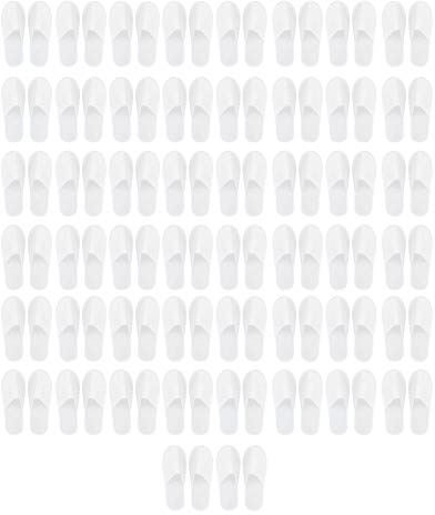 KENANLAN gästtofflor, 50 par gästtofflor, 3 mm förtjockade, bärbara halkfria engångstofflor, tofflor med stängd tå för hotellresor (3 mm borstad plysch)
