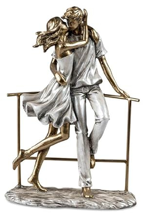 formano Dekofigur Liebespaar 25 cm Gold - Skulptur Liebe -Geschenkidee Verlobung Hochzeit Geburtstag - Polyresin Kunststein Paar Pärchen
