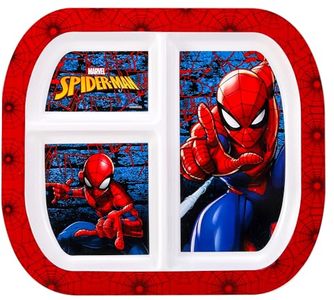 Zawadi Global Spiderman Assiette à déjeuner 3 sections réutilisables pour enfants et tout-petits