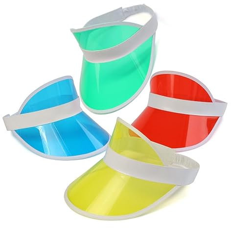 Jieddey Unisex Sonnenvisier,4 pcs 80er Jahre Retro Neon Sonnenblende Hut Kunststoff Sonnenblende Hüte Retro Neon Sonnenblenden für Golf Tennis and Pokerpartys