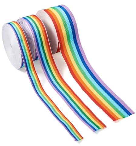 Cheriswelry Ruban en polyester à rayures arc-en-ciel de 30 m - Ruban gros-grain pour emballage de vêtements, couture, décoration de fête