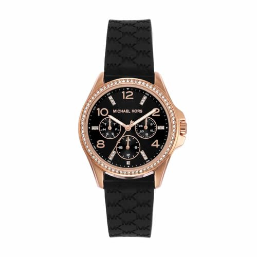 Michael Kors Reloj Pilot para Mujer, Movimiento multifunción de Cuarzo con Correa de Silicona