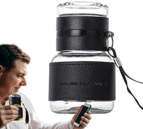 Botella infusora de té, recipiente de agua de vidrio de doble capa, infusor de bebidas de viaje a prueba de fugas, alta transparencia, uso personal y comercial, 320 ml, 5.24 x 3.15 pulgadas