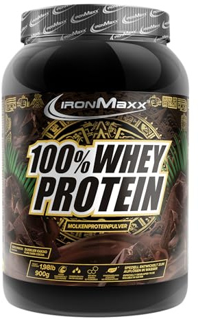 IronMaxx 100% Whey Protein 900 g - Proteína de Suero en Polvo Sabor Cacao Puro Negro | Con BCAA | Fácil Disolución | Batido de Proteínas para Fitness y Recuperación Muscular