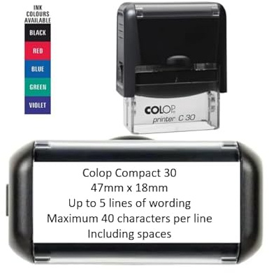 Personalised Custom Made Self-Inking Business Company Address Rubber Ink Stamp - 48mm x 18mm (Up to 5 Lines)