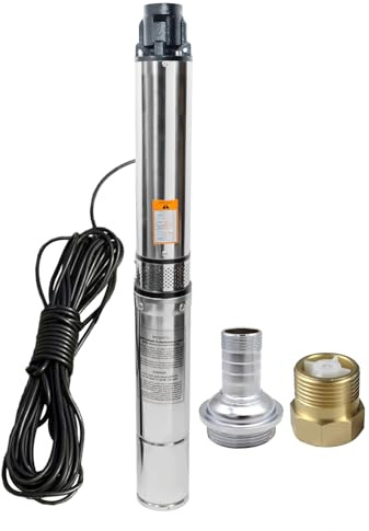 4 Deep Well Submersible Pump, 1 HP, 110V, 60 Hz, 33 GPM, 276FT Max Head, Stainless Steel Well Pump with Check Valve & 100 Feet Long Electric Cord,M#07