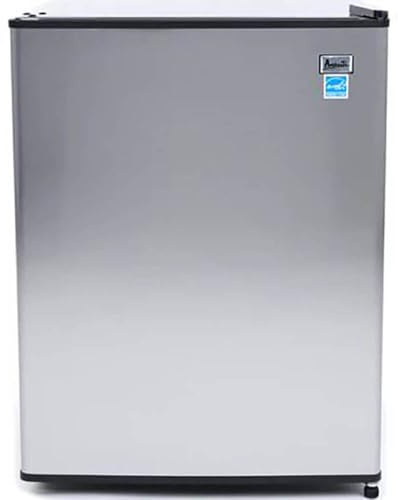 Avanti Mini Fridge Compact Refrigerator for Home Office or Dorm, Features Single Reversible Door Removable Shelves Automatic Defrost and Adjustable Temperature Control, 2.4-Cu.Ft, Stainless Steel