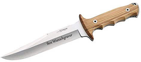Nieto Bowie-Messer Apache, Stahl AN.58, rostfrei Olivenholz-Griff, Lederscheide (mit Gravur)