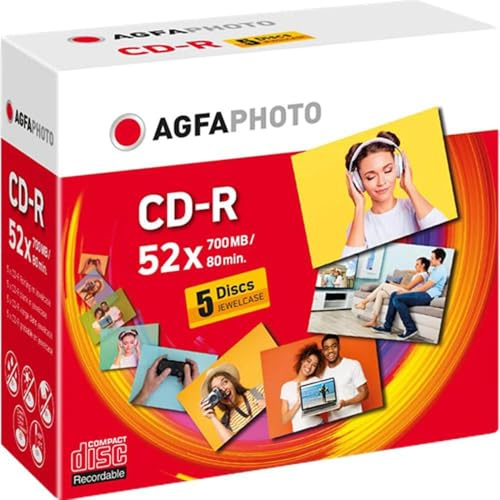 AGFA PHOTO 400005 CD-R 700 MB (5ER JEWELCASE) AGFA PHOTO CD-R 700 MB, VELOCIDAD 52X, 5 UNIDADES EN CAJA DE JOYAS